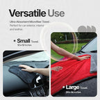 Crystal Clean 1300GSM Microfiber Towels for Cars – XL Drying Towel with Double Twisted Loop, Professional Detailing Towel Car Detailers - Quick Dry, Paint Safe & Swirl-Free (2 Pack Red)