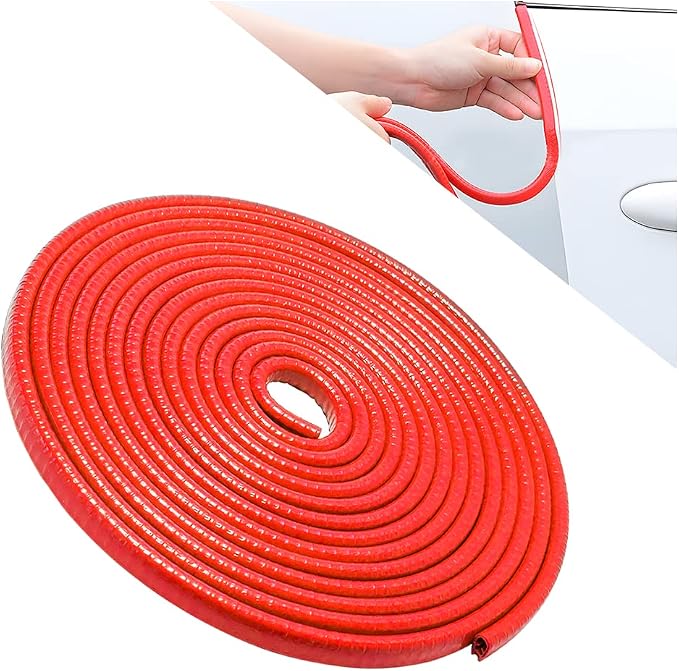 Car Door Edge Guards, 16FT Car Edge Rubber Seal Trim Protector, No Glue Needed U Shape Car Door Guard Universal for Most Cars, Vehicles, SUVs (Red/16FT)