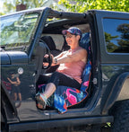 Athletic Running Towel, Full-Sized, Car Seat Cover - Moisture Wicking (Flamingos)