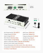 Monoblock Car Amplifier, 400W RMS MAX, 1/2/4 Ohm Stable, 1-Channel Class D Car Audio Amplifier with Remote Subwoofer Level Control, Low Pass Filter, Bass Boost & Phase Shift, Volume Controller