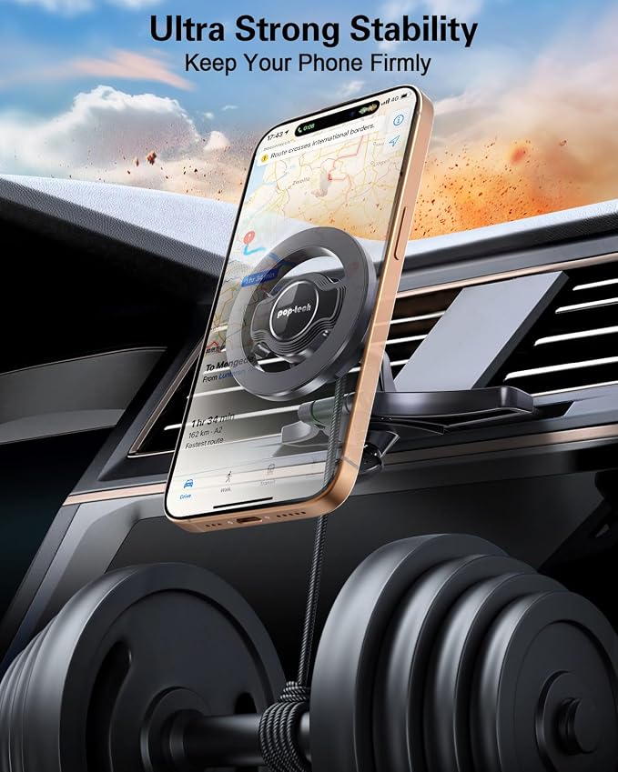 for MagSafe CD Slot Car Phone Holder, [Built-in Steel Plate] Universal Magnetic CD Player Cell Phone Mount, Adjustable Magnet CD Cellphone Cradle Fit for iPhone All Smartphones