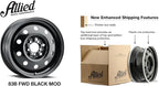 Allied 83B FWD Black Mod 16X6" 5X100 & 5X115 Bolt Patterns +35mm Offset 4.88" BS Satin Black Passenger Car Wheel, Bolt-on OE Replacement, Car Mods, FWD, AWD, SUV and CUV Steel Wheel