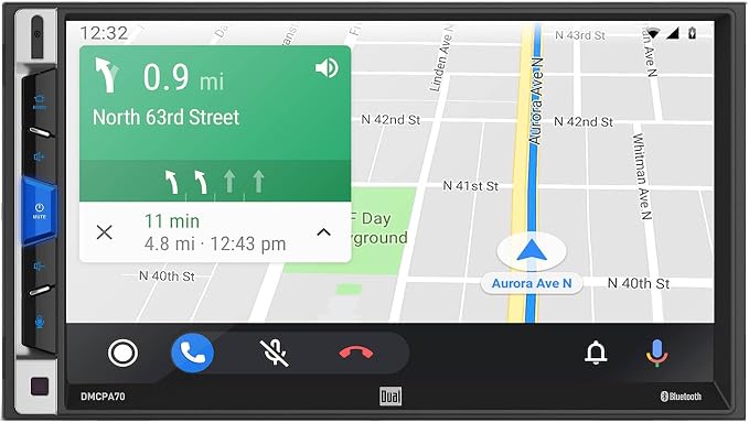 Dual Electronics Dual DMCPA70 7-Inch Double-DIN in-Dash Mechless Receiver with Bluetooth, Apple CarPlay, and Android Auto (Renewed)