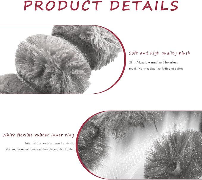 Sun Walker Fluffy Car Steering Wheel Cover, Soft Plush Anti-Slip Steering Wheel Protector for Warm Winter, Fuzzy Comfortable Wheel Cover Auto Interior Accessories for Women Girl (Gray)