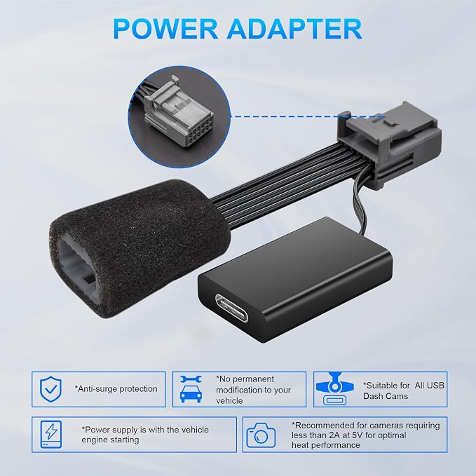 Dashcam Power Adapter for Toyota/Lexus (12-Pin,Model C), –Lane Trace System Adapter, Compatible with RAV4 Highlander Tacoma 4Runner,Lexus NX RX & More. Fits Vehicles with TSS 2.5 Lane Assist Port