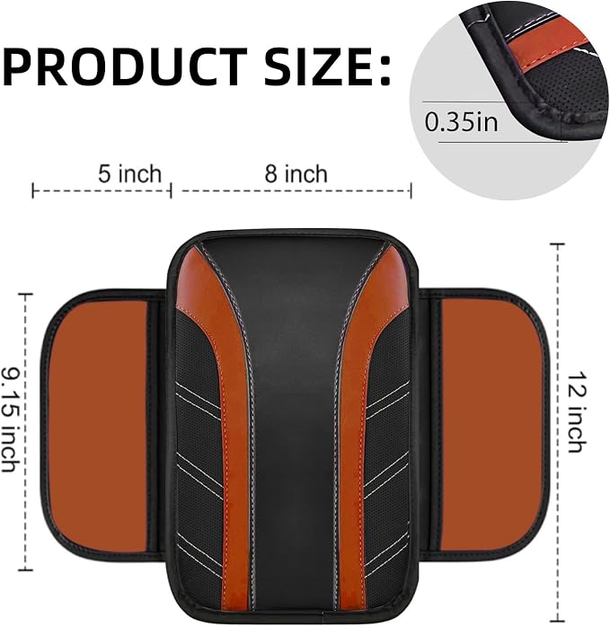 10 Pcs Car Floor Mats Full Set & Sport Leather Steering Wheel Cover 14.5-15 inch, Center Console Cover, Seat Belt Cushion, Cup Holder Coaster, Universal Automobile Interior Sets (Brown)