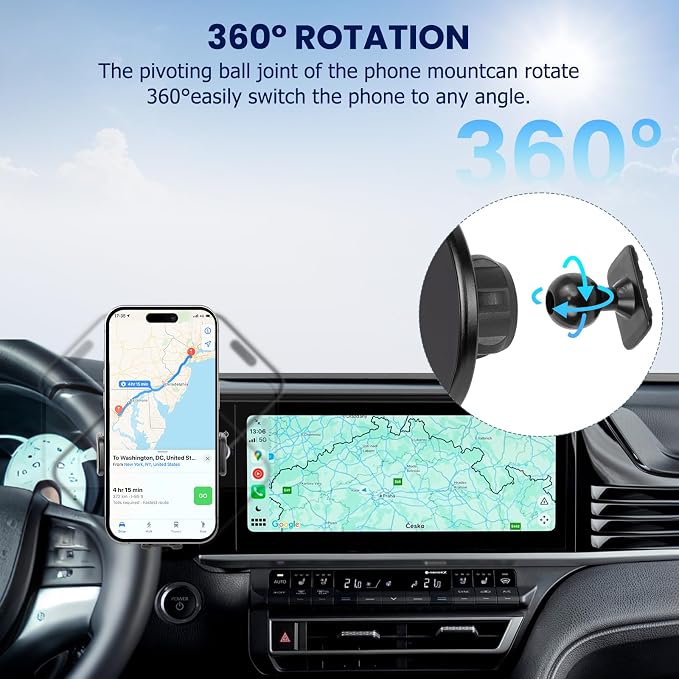 Car Phone Holder Fit for Toyota Camry 2025-2026 Accessories -Cell Phone Mount for Camry 12.3 inch Touchscreen Hands-Free 360° Rotation (NOT FIT 8 inch) Does Not Affect Air Vent