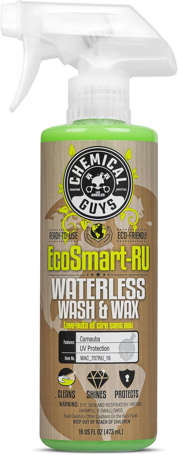 WAC_707RU_16 EcoSmart Waterless Car Wash & Wax Ready To Use, Safe for Cars, Trucks, SUVs, Motorcycles, RVs & More, 16 fl oz