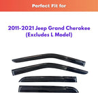 KPY Rain Guards Fit for 2011-2021 Jeep Grand Cherokee, Out-Channel Window Visors Vent Wind Deflectors 4PC, Car Accessories for 11-21 Grand Cherokee (Excludes L Model)