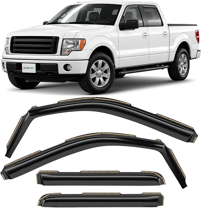 in-Channel Incredibly Durable Rain Guards for Ford F150 2009-2014 SuperCrew, Original Window Deflectors, Vent Window Visors, Vent Deflector, 4 pcs. - 609029