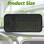 CD Visor Holder for Car, Large Capacity CD & DVD Visor Case, Vehicle Visor Storage Organizer with 12 Disc Sleeves, 1 Mesh Pocket 1 Pen Holder and & Elastic Band (Black)
