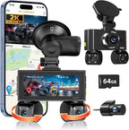 360° View 4 Channel Dash Cam Front and Rear, Dash Camera for Car with 3.16" IPS Touch Screen, 8 IR Night Vision, 5G WiFi&GPS,APP Control, G-Sensor, Loop Recording, Parking Mode, 64GB Card