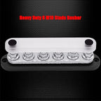 6 x M10 (3/8") Studs Power Distribution Block Bus Bar 12V, 7" HD 300A Marine BusBar Battery Distribution Block W/Cover for Car Boat Solar (Black)