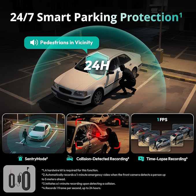 4 Channel Dash Cam 3K Front and Rear Inside 560° Coverage with Magnetic Side Cameras Car Camera with 3.18”Touch Screen 24/7 Parking Mode 5.8GHz WiFi GPS Voice Control (No SD Card)