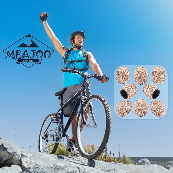 8PCS Bling Crystal Diamond Tire Stem Valve Caps, Dustproof Car Wheel Tire Valve Caps Universal Tire Valve Stem Covers for Cars, SUV, Trucks, Bikes, Motorcycles, Bicycles (Rose Gold)