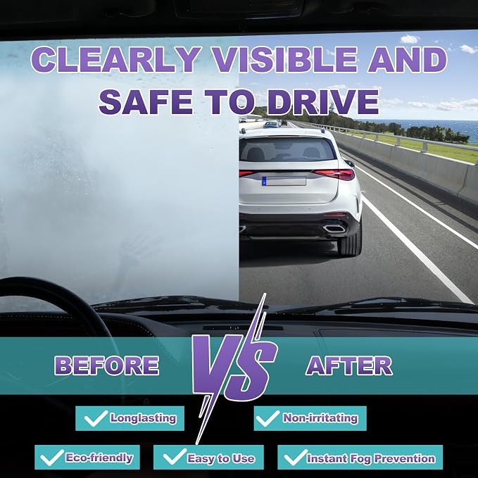 Glass Anti Fog Spray for Car Windshield, Interior Glass, Mirrors & Windows – Long-Lasting Defogger Prevents Fogging for Clear Vision, Safe Driving & Crystal Clear View – 150ml / 5oz (Yellow)