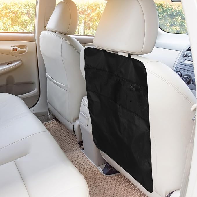Car Seat Kick Mat Anti-kick Pad with Hanging Storage Bag Backseat Organizer for Car Seat Back Protection and Travel Accessories
