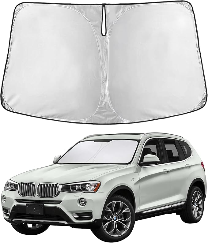 Windshield Sunshade Compatible for BMW X3 2011-2015 2016 2017, Sun Visor for Front Windshield & Window Sun Shade Cover, UV Heat Blocker & Protector, Car Accessories