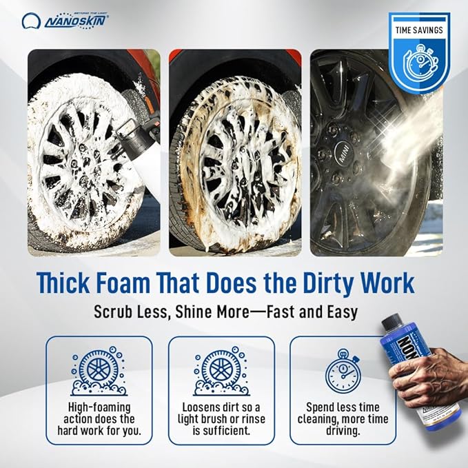 NON ACID Professional Wheel & Tire Cleaner 16 oz – Works with Tire Brush | Car Wash Cleaning Spray for Car Detailing | Removes Brake Dust, Oil, Dirt, Light Corrosion