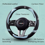 Cute Steering Wheel Cover for Women, Carbon Fiber&Breathable Pu Leather with Anti-Slip Rubber Ring, Steering Wheel Protector for Men, Universal Fit 14.5-15 inches for Cars,SUV (Cool Blue)
