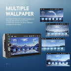7 Inch Double Din Car Stereo with Wireless Carplay Android Auto Car Audio Receivers, Car Radio with Mirror Link, Bluetooth, SWC, FM, EQ, USB/Type C Charge 7 Color Light