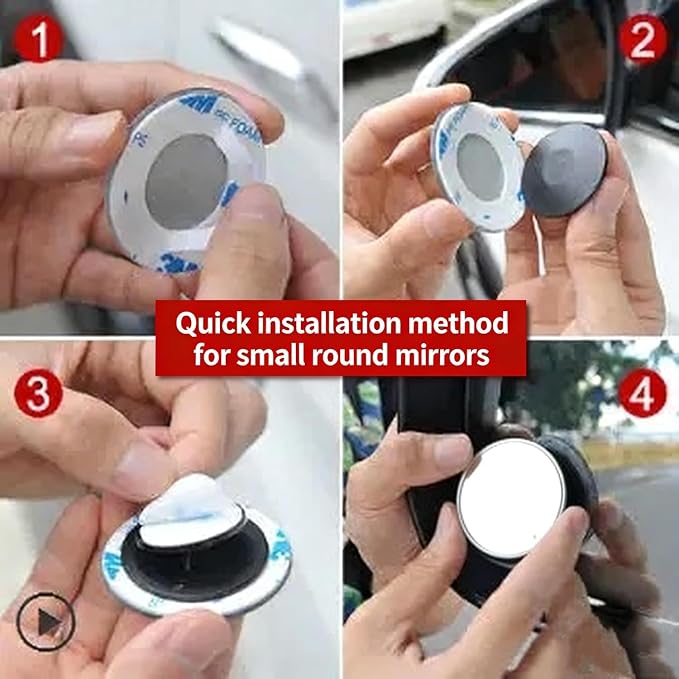 Blind Spot Mirror, Fan Shaped, 2 Pack | HD Glass Convex Rear View, 360 Degree Adjustable, Frameless, For Cars, Vans, SUVs and Trucks