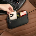 Car Seat Side Pocket Organizer, Nappa Leather Car Trunk Pouch Organizers and Storage, Small Car Side Seat Storage Bag for Auto Front Seat Back Seat Door Console Phone Sunglasses Cards Pen (Black-1PC)
