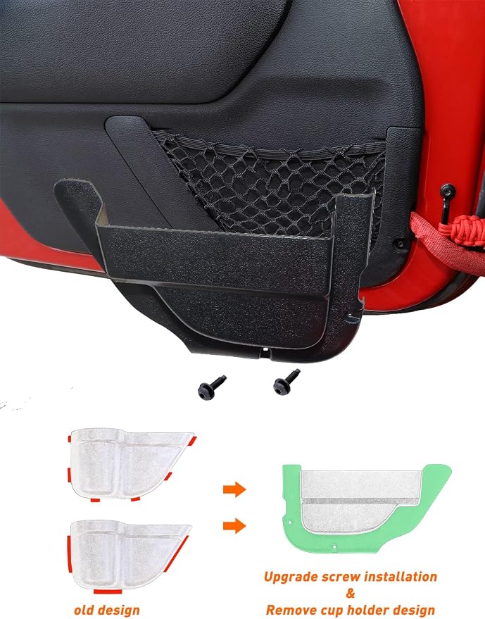 DP4 Front Door Storage Pockets Without Cup Holder, Side Insert Box Organizer for 2011-2018 Jeep Wrangler JK JKU 2/4 Door, Interior Expansion Accessories, Patented Design, Black, 2 PCS
