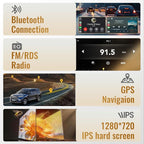 10.1 Inch Double Din Android Car Stereo with Wireless Apple CarPlay & Android Auto - 2GB RAM 64GB ROM, IPS Touchscreen, GPS Navigation, Bluetooth, Supports 720P AHD Backup Camera