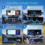 10.26" Wireless Portable Carplay Screen CarPlay & Android Auto Car Stereo 360 Rotation 4K Dash Cam 1080p Rear Camera Mirror Link Voice Control GPS Navigation(SD Card Excluded)