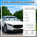 Car Windshield Sun Shade, Universal Fit Compact Sedan SUV, Classic Black | 59 x 27.5" Car Sun Visor, Foldable Front Window Sunshade, UV Heat Protection, Cute Eyes Series