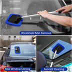 20 Pieces Windshield Cleaner Tool, Inside Car Windshield Cleaning Tool with 12 Microfiber Pads, 4 Spray Bottle, and Extendable Handles Car Window Cleaning Tool Kit, Blue