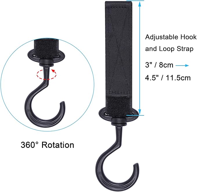 Car Seat Headrest Hook, 2 Pack Multi-Purpose Hanger for Handbag, Purse, Coat, Clothes & Grocery Bag - Black