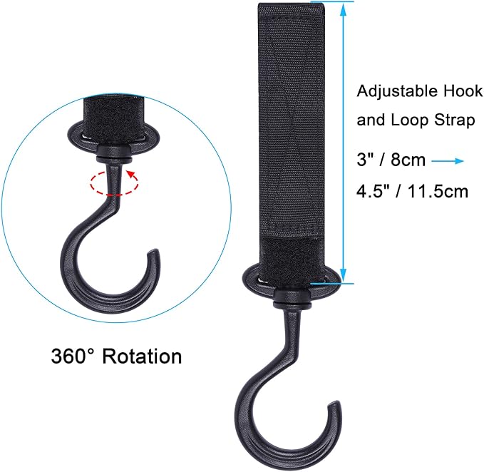 Car Seat Headrest Hook, 4 Pack Multi-Purpose Hanger for Handbag, Purse, Coat, Clothes & Grocery Bag - Black