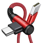 AINOPE USB C Fast Charging Cable 3.1A Right Angle 10ft/3m USB to USB C Cable, Durable Nylon Braided Type C Cord Compatible with Galaxy S10 S9 S8 Plus, A51 A11 A10 A20, V50 V40 G8 G7