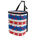 American Flag Star Print Car Trash Can with Lid, 4th of July Leak Proof Auto Trash Bag Hanging Vehicle Garbage Can Multipurpose Storage Container for Back Seat Road Trip