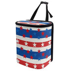 American Flag Star Print Car Trash Can with Lid, 4th of July Leak Proof Auto Trash Bag Hanging Vehicle Garbage Can Multipurpose Storage Container for Back Seat Road Trip
