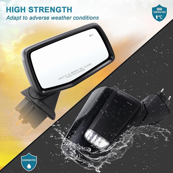 Right Passenger Side Mirror Compatible with 2019-2025 Chevy Silverado 1500 With Power Glass Manual Folding Temperature Sensor Turn signal Heated Blind Spot Black Replace#GM1321586(9Pins)