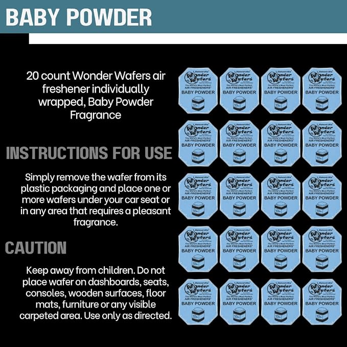 Wonder Wafers 20 count Air Fresheners Individually Wrapped, Baby Powder Fragrance