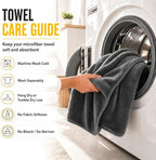 Car Drying Towel, Extra Large 48 x 24 Inch, 1400 GSM, Dual-Grey | Twisted Loop Microfiber Towel for Cars - Absorbent Car Dry Towel and Car Wash Towel for Streak-Free, Paint-Safe Car Detailing