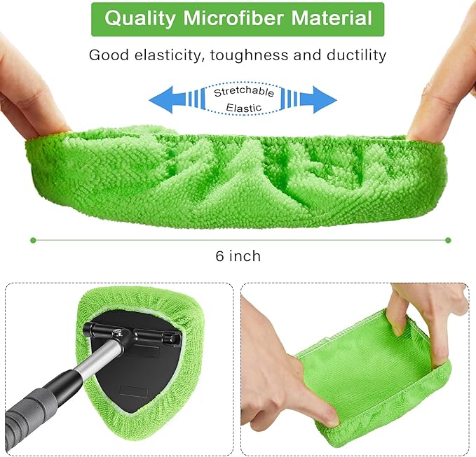 20 Pack Windshield Cleaner Microfiber Pads Fit Car Window Cleaning Tool Replaceable Glass Wipes Inside Car Windshield Supplies, Fits 4-6 Inch Tools, 4 Colors