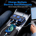 200W Car Power Inverter, Amcelooy Dual DC 12V to 110V AC Car Outlet Adapter to Wall Plug, Fast Charging 24W USB-C & USB Ports, Portable Charger Converter with for Laptops, Phones(Blue)