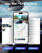 4K 360° Dash Cam, 4-Channel Dash Camera for Cars, Full Coverage Front Rear Left Right Inside with GPS, 5.8GHz Wi-Fi & App, Night Vision, Voice Control, 24H Parking Mode, 128GB Card Included