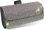 Bling Sunglasses Holder for Car Sun Visor, Rhinestone Auto Eyeglasses Mount Clip Organizer, Leather Sunvisor Sunglasses Storage Case, Universal Glasses Holder Clips for SUV, Sedan, Van (AB)