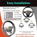 D Shaped 14 Inch Small Sized Steering Wheel Cover Great Grip with 3D Honeycomb Anti-Slip Design, Flat Bottom 14 Inch (Black/Red Stitch)