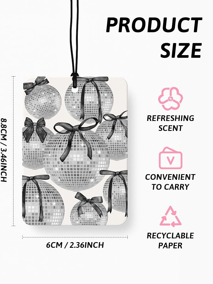 Black Coquette Western Car Air Freshener 4 Pcs, Howdy Long Live Cowgirls Disco Ball Hanging Air Freshener for Cars Closet Drawer Books, Girly Western Car Accessories Mirror Decor for Women