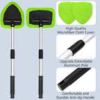 20 Pieces Windshield Cleaner Tool, Inside Car Windshield Cleaning Tool with 12 Microfiber Pads, 4 Spray Bottle, and Extendable Handles Car Window Cleaning Tool Kit, Green