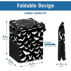Car Trash Can with Lid Black and White Goth Bats Collapsible Reusable Leak-Proof Auto Garage Bag,Hanging Vehicle Car Accessories Interior Car Organizer