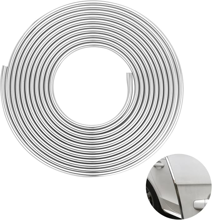 Car Door Edge Guards Chrome Silver Universal U Shape Moulding Trim Strip Automotive Guard Door Protector Edge Guard Decorative for Sedans, Trucks, SUV, ATV