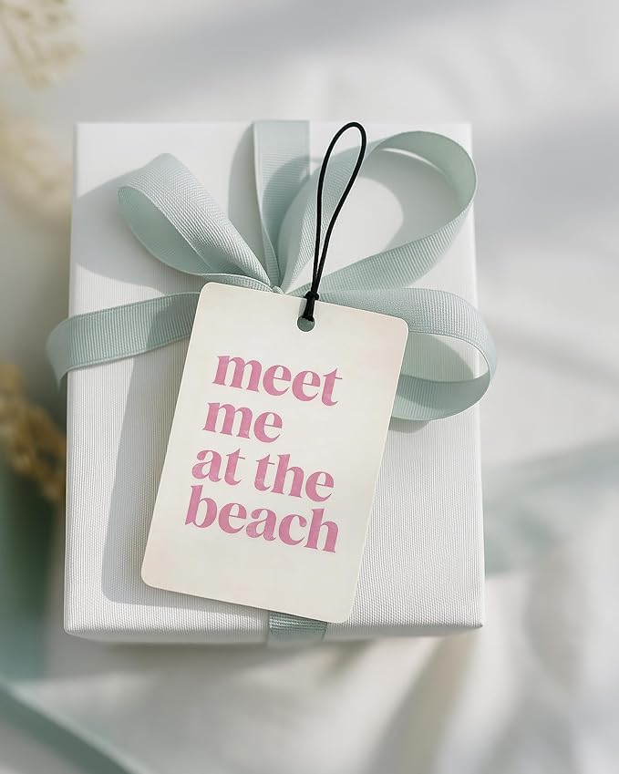 Pink Summer Beach Car Air Freshener 4 Pcs Coconut Scented, Coastal Seaside Palm Tree Car Accessories Mirror Decor for Women, Girly Beachy Hanging Air Freshener for Cars Closet Drawer Books